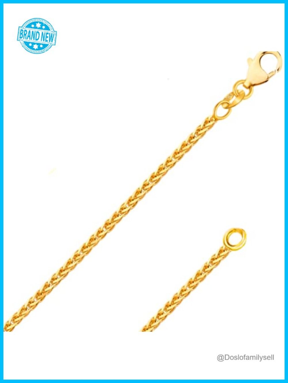 Italian 10K Gold Braided Square Wheat Spiga Chain Necklace 18" Lobster Clasp